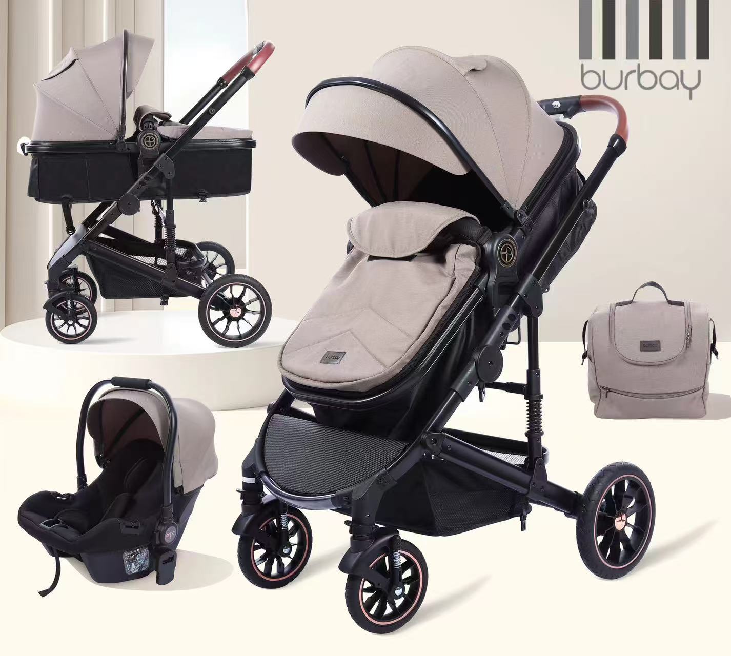 Poussette Burbay – 3-en-1 avec Siège Auto et Sac à Langer | H6+C