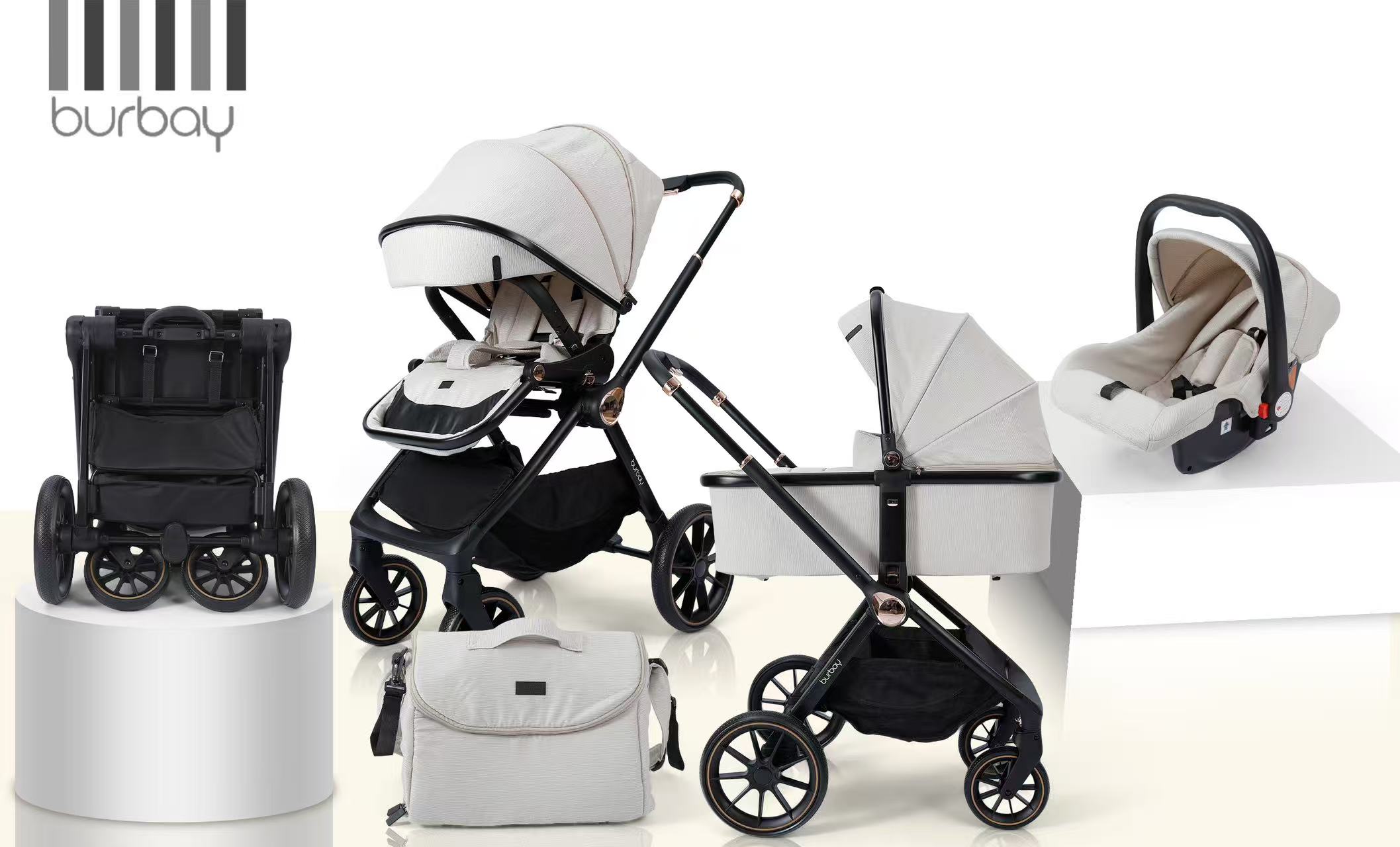 Pack Poussette BURBAY 4en1 - Premium Confort | AG811