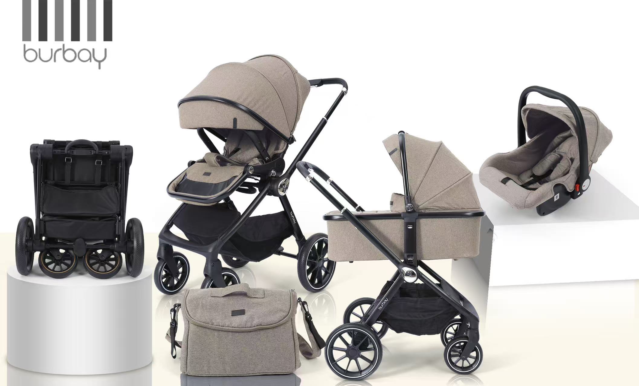 Pack Poussette BURBAY 4en1 - Premium Confort | AG811